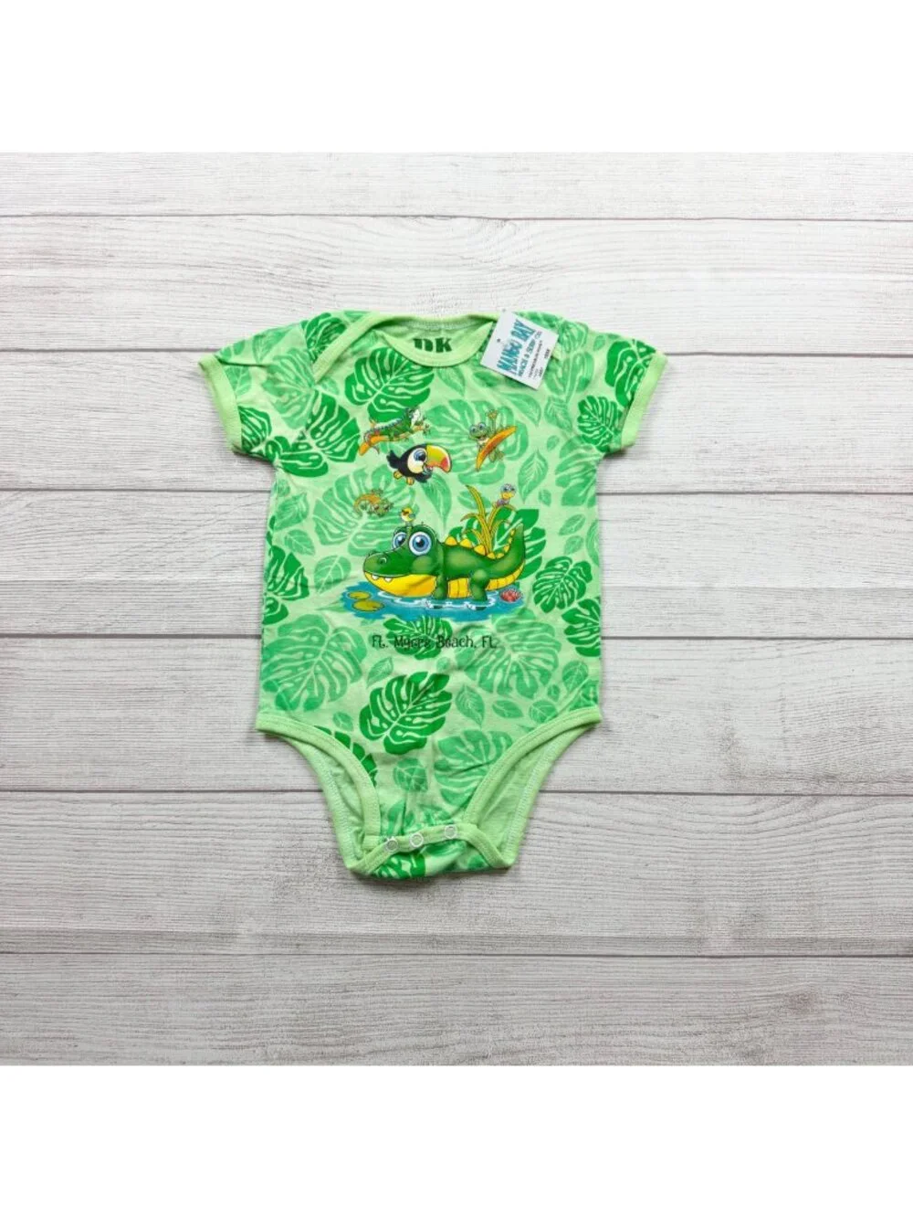 DK Kids Mango Bay Baby Bodysuit Tropical Leaf Print Alligator NWT 12-18 Months